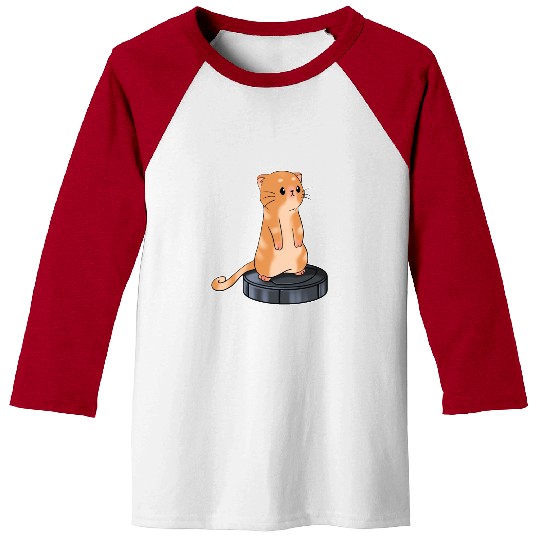 Cat With Robot Vacuum Cleaner Baseball Tees