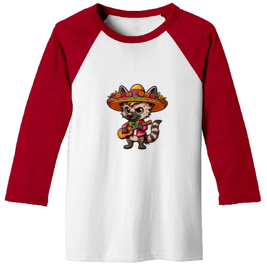 Cinco de Mayo Hyena Mariachi Guitar Baseball Tees