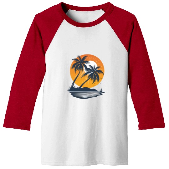 Tropical Sunset Oasis Escape Baseball Tees