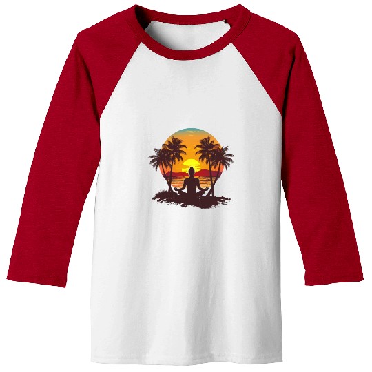 Meditation Sunset and Palm Trees Baseball Tees