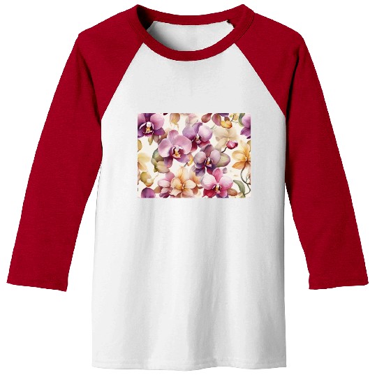 Sweet Watercolor Orchid Art Baseball Tees