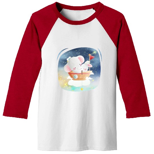 Sailing Elephant and Rabbit Using Boat Fishing Baseball Tees