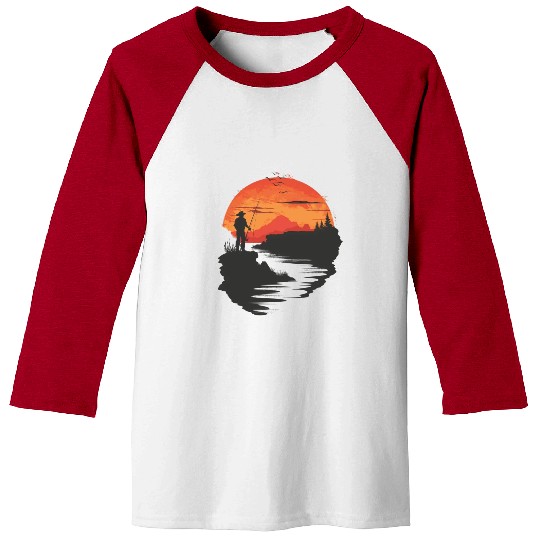 Sunset Fishing Solitude Escape Baseball Tees