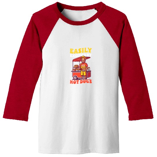 Hot Dog Excited By Hot Dogs Vendor Baseball Tees