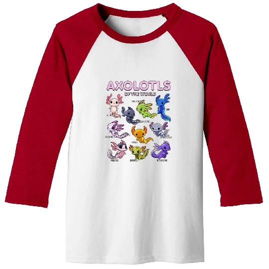 Axolotl Baseball Tees Kawaii Axolotls of the World