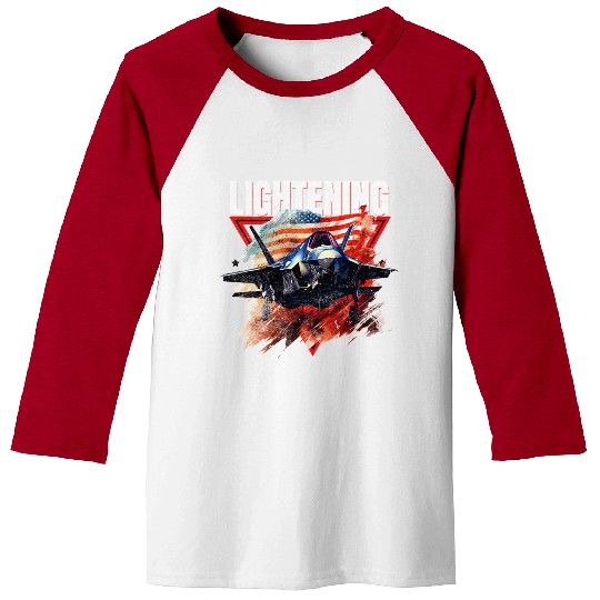 F35 Lightning Fighter Jet Plane Veteran Military Baseball Tees