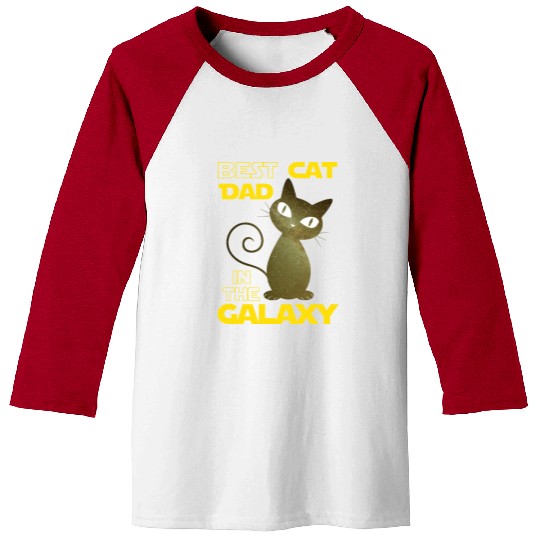 Galaxy Cat Best Cat Dad Baseball Tees