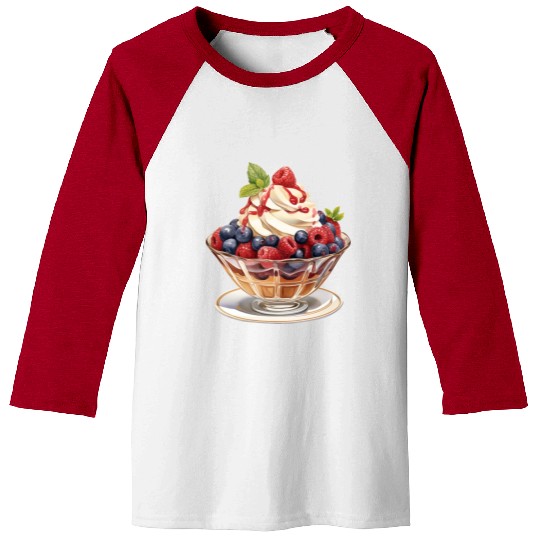 Fruity Raspberries and Blueberries Parfait Sundae Baseball Tees