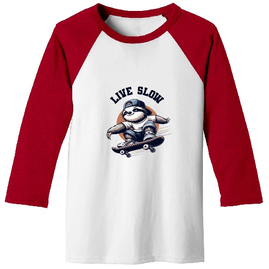 Skate Slow: Urban Sloth Skater Baseball Tees