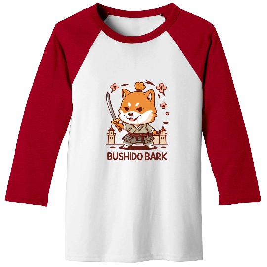 Chibi Shiba Inu Samurai Baseball Tees