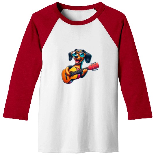 Dachshund Guitarist Guitar Music Dog Baseball Tees