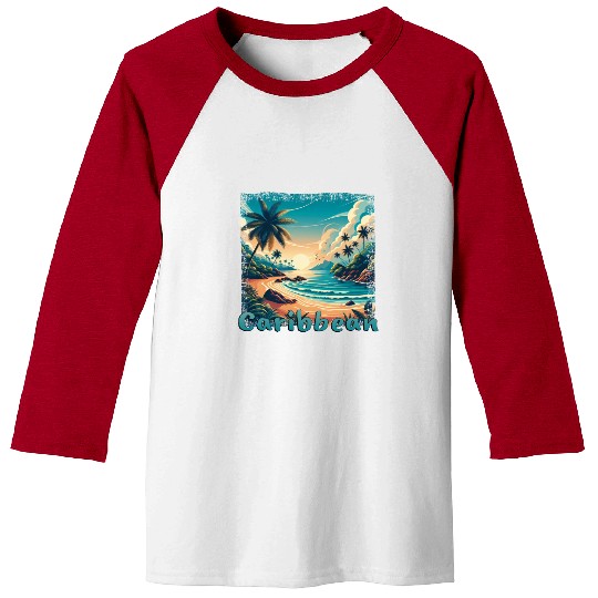 Caribbean Vacation Beach America Grunge Style Baseball Tees