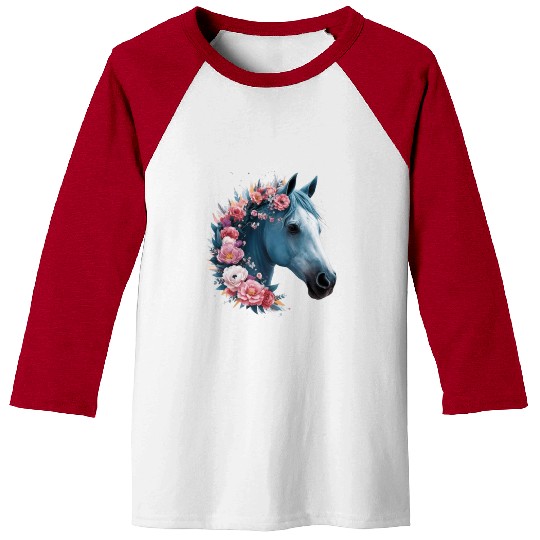 Horse &Flowers Baseball Tees