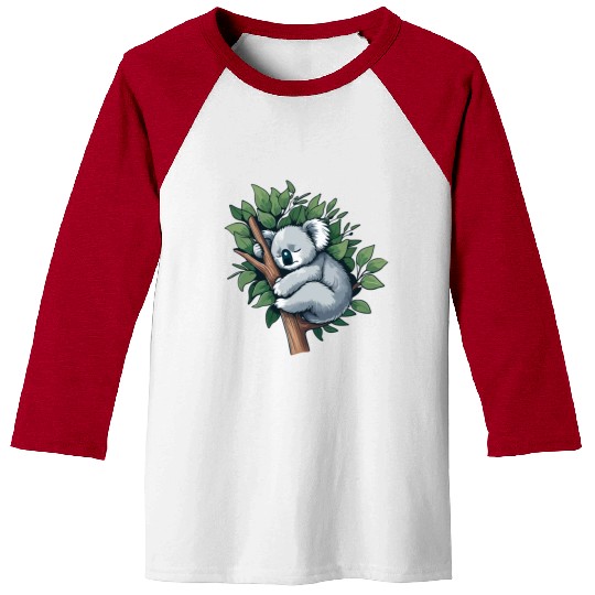 Slumbering Koala: Peaceful Tree Hugger Baseball Tees
