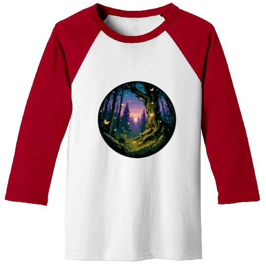 Enchanted Forest: Mystical Twilight Baseball Tees