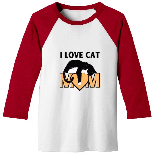 I Love Cat Mom Cats Lover Baseball Tees