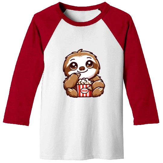 Sloth Film Critic Cinema Popcorn Lover Baseball Tees