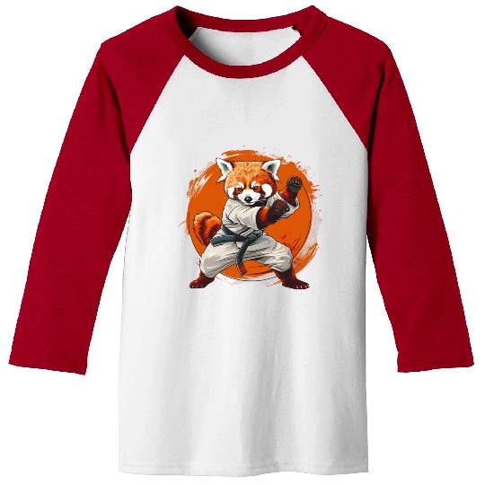 Red panda karate fighting style Baseball Tees