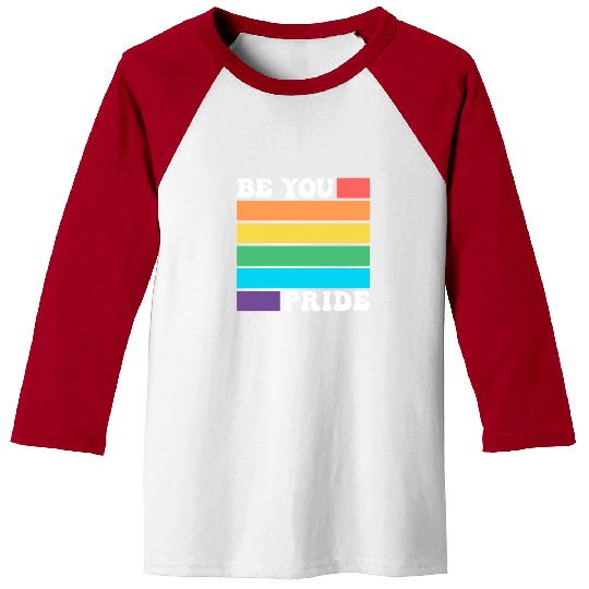 Be You LGBTQ Gay Lesbian Pride Ally Rainbow Flag Baseball Tees