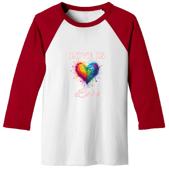 Love Is Love LGBTQ Pride, Gay Pride Rainbow Heart Baseball Tees