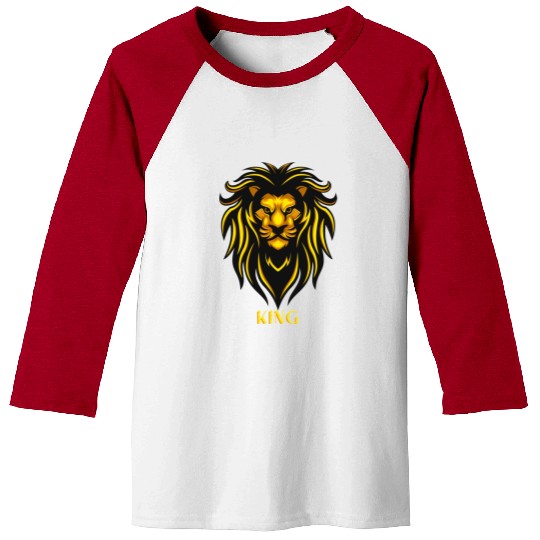 Black Yellow Lion Illustrative Baseball Tees