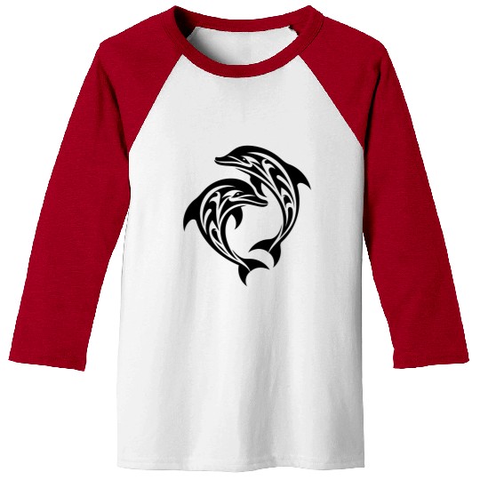 T Tattoo Dolphins Leaping Porpoises Baseball Tees