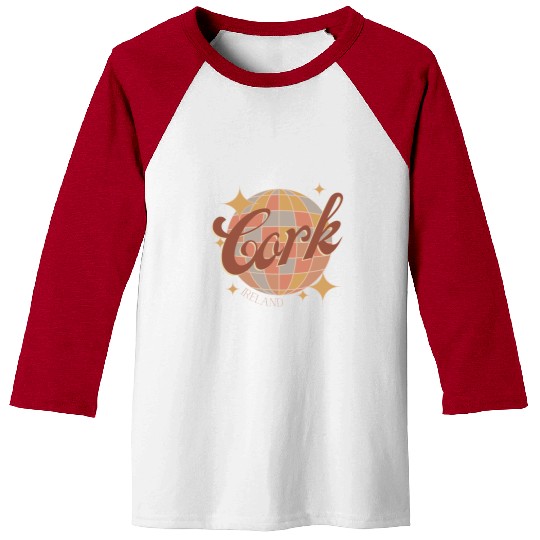 Cork City Ireland Retro Vintage Disco ball design Baseball Tees
