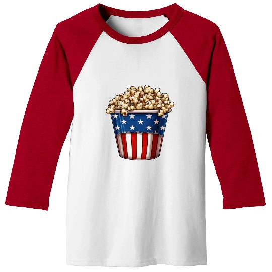 4th Of July. popcorn Baseball Tees