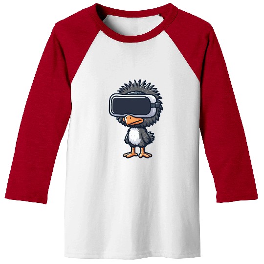 Emu bird ostrich VR virtual reality gamer cute Baseball Tees