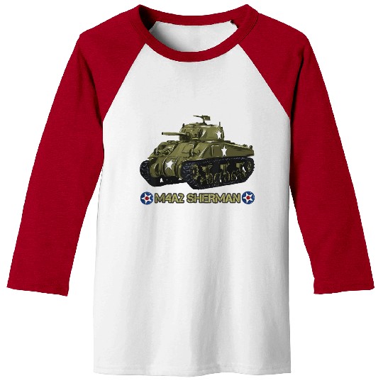 World War 2 American Tank M4A2 Sherman memorabilia Baseball Tees