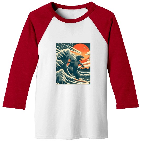Japanese Monster Kaiju Funny Art Baseball Tees