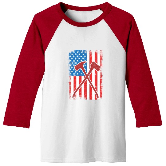 4th Of July US Firefighter Baseball Tees