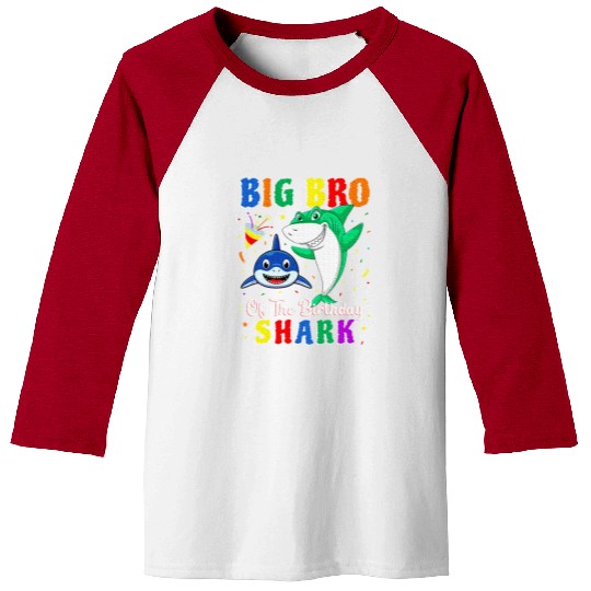 Big Bro Of The Shark Birthday Family Birthday Baseball Tees