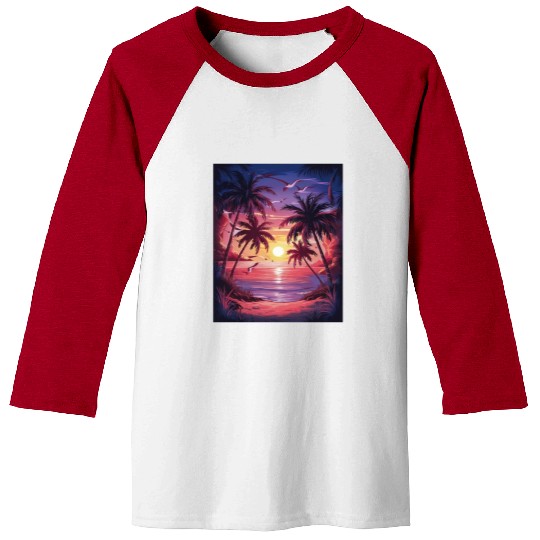 summer beach "Tropical Twilight Serenity" Baseball Tees