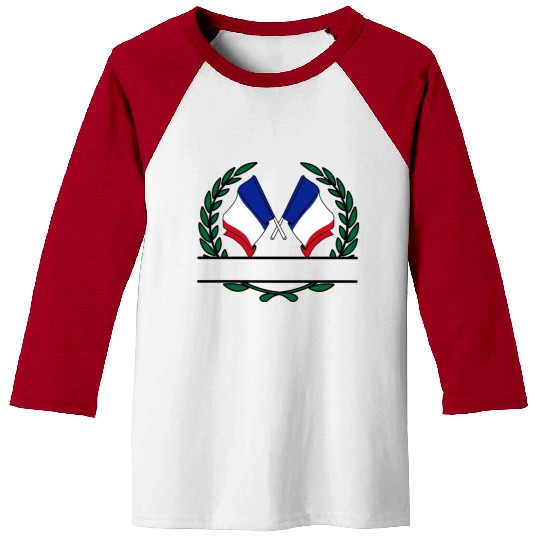 Flags France laurel wreath banner Baseball Tees