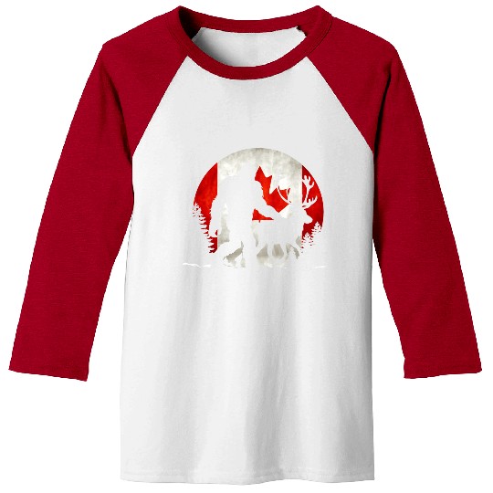 Canadian bigfoot & Reindeer Deer Retro Canada Day Baseball Tees