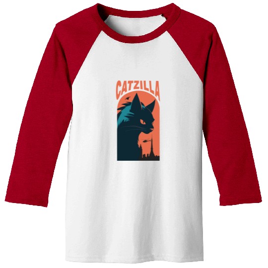 Catzilla king of Cat monster Baseball Tees