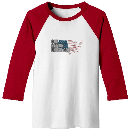 4th Of July One Nation Under God US Flag Faith Baseball Tees