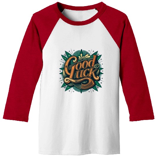 Orange and Green Good luck Graphic Baseball Tees