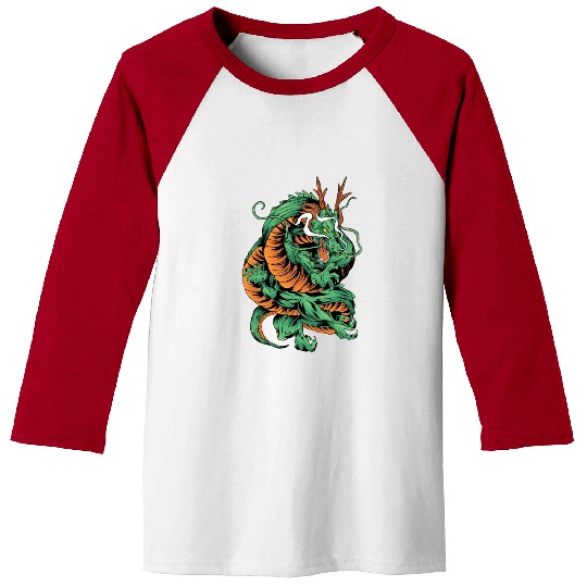 Angry Japanese Dragon Tattoo Baseball Tees
