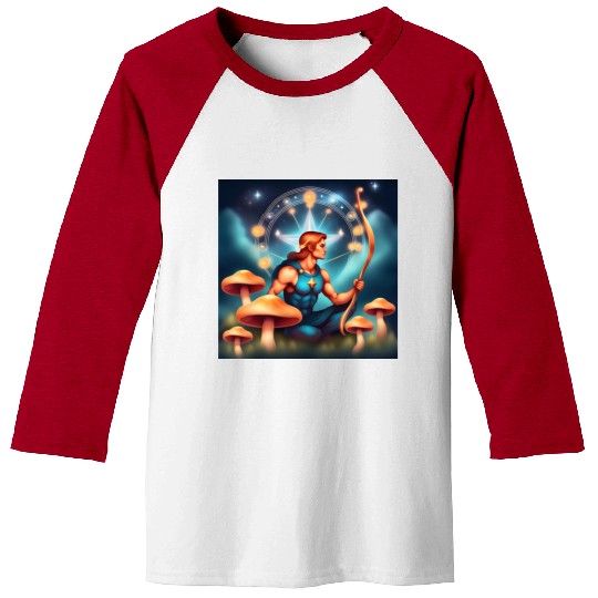 Sagittarius zodiac sign with mushrooms Baseball Tees