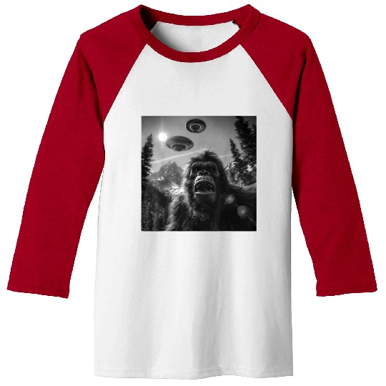 Graphic Bigfoot Sasquatch Selfie Baseball Tees