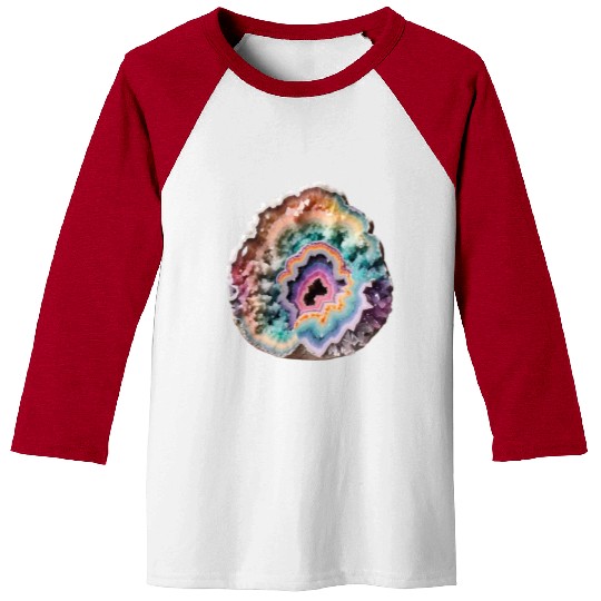 Fantasy Pastel Rainbow Geo Stone Crystal Baseball Tees
