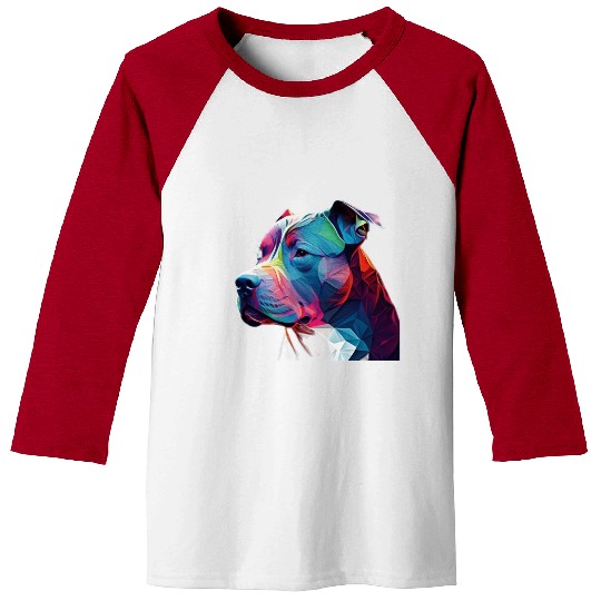 Blue Nose Pitbull Neon Face Origami Baseball Tees