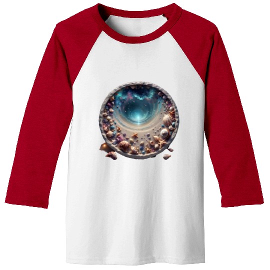 Ocean Meets the Shore inside a circle design Baseball Tees