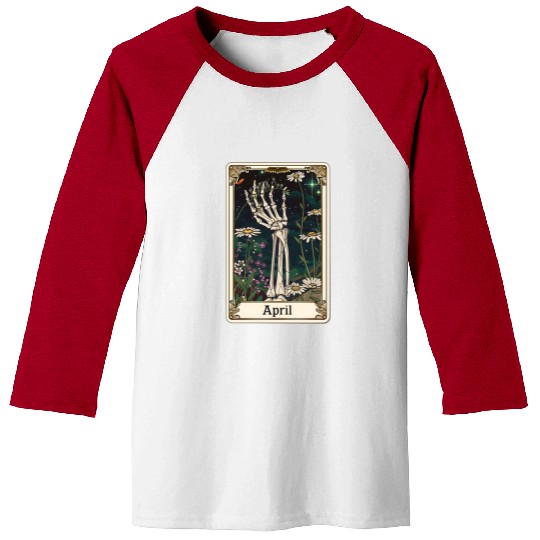 April Gothic Tarot Card - Daisy Flower & Skeleton' Baseball Tees