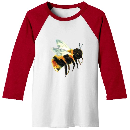 Cute Bumble Bee Flying Illustration Baseball Tees