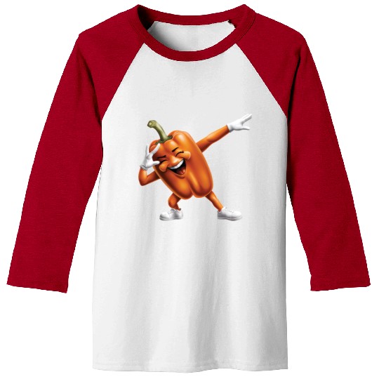 Orange Bell Pepper Dabbing Realistic Baseball Tees