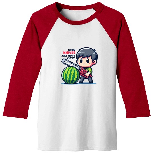 Cutting Watermelon - Melon Chainsaw Baseball Tees