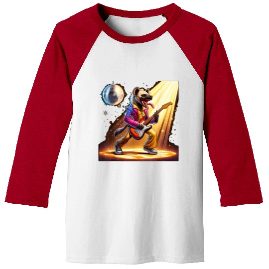 Disco Ball Guitar Hyena Baseball Tees